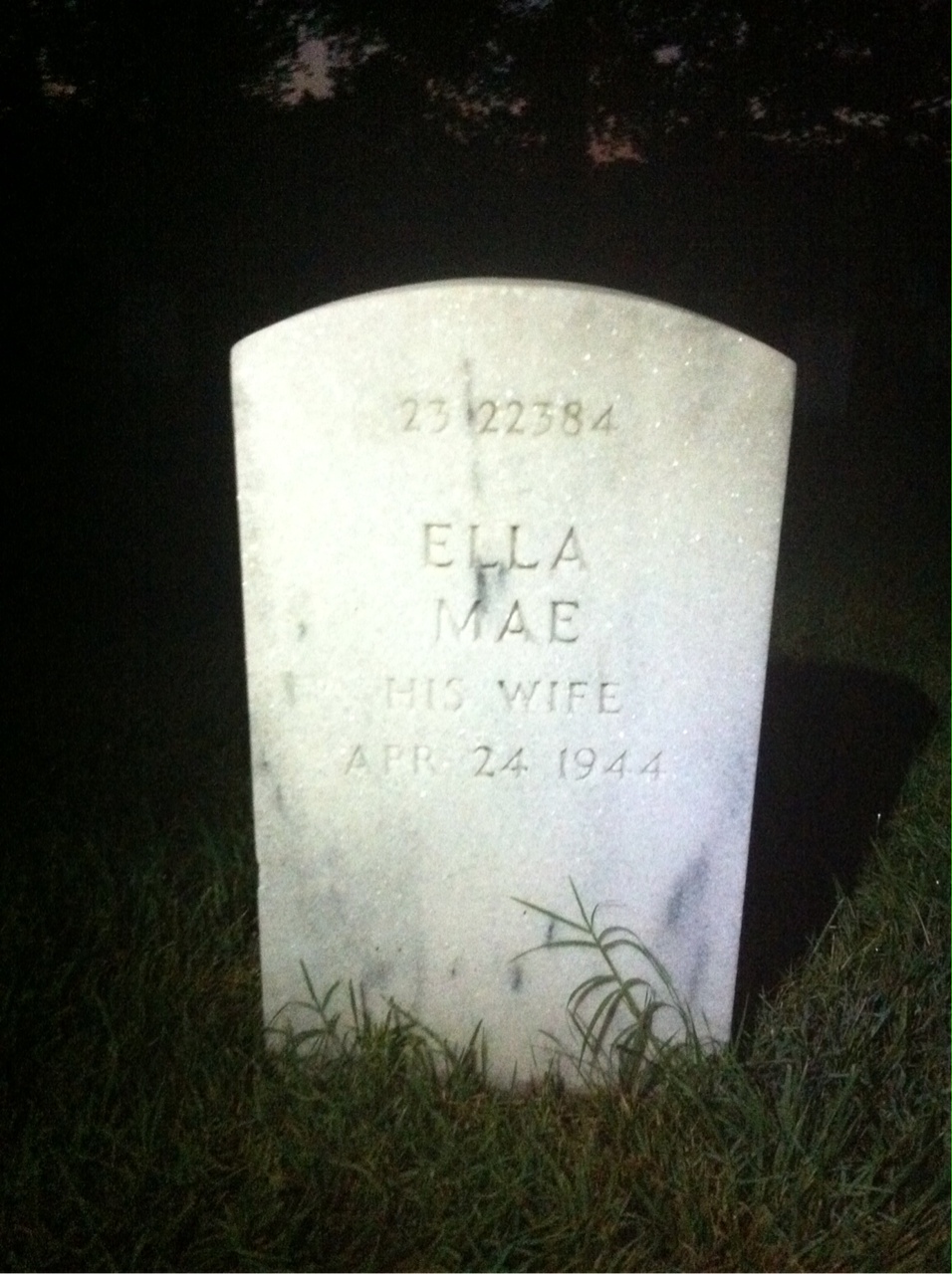 Back of headstone — William Brown