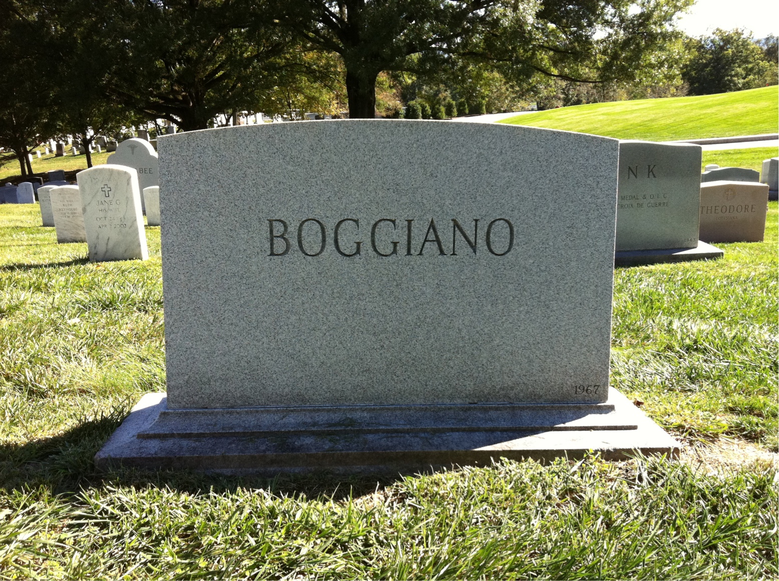 Back of headstone — James Boggiano