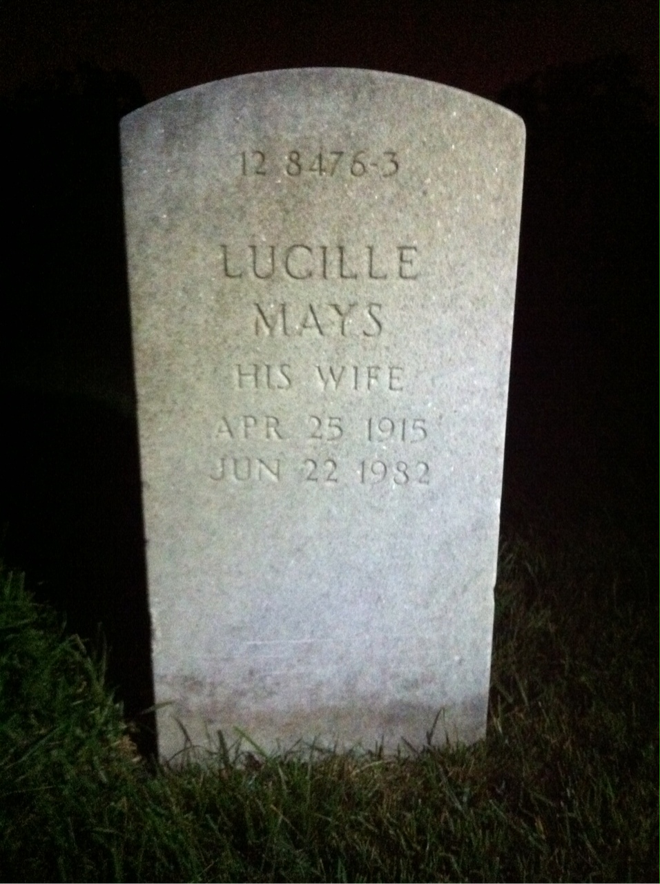 Back of headstone — Lucille Monett