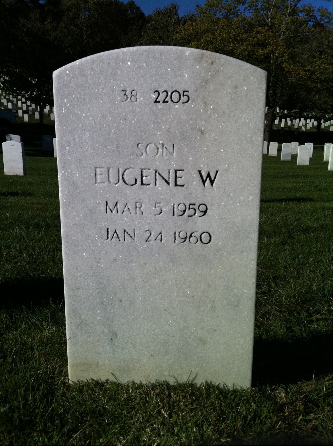Back of headstone — Eugene Baughan
