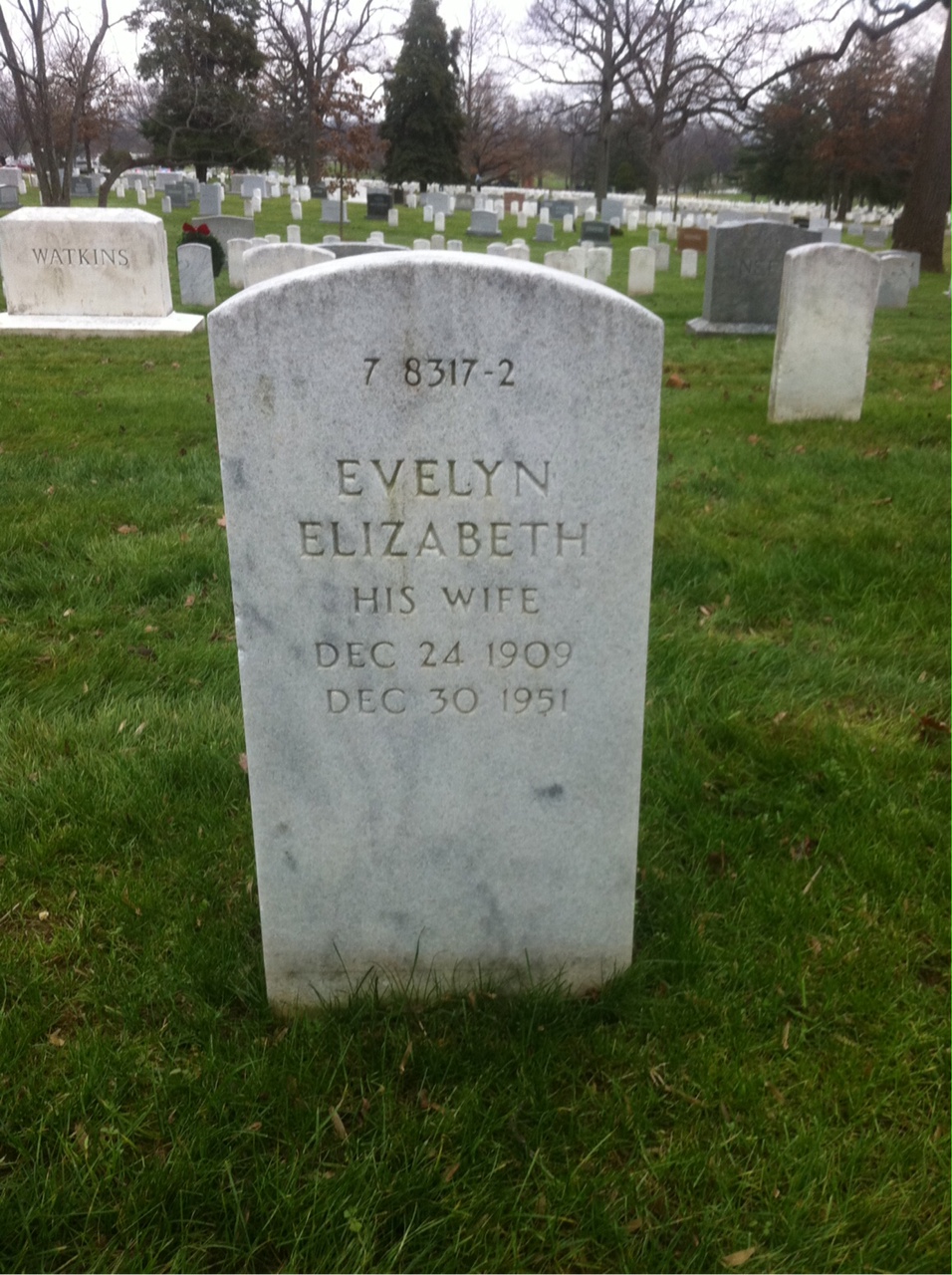 Back of headstone — Evelyn Beech