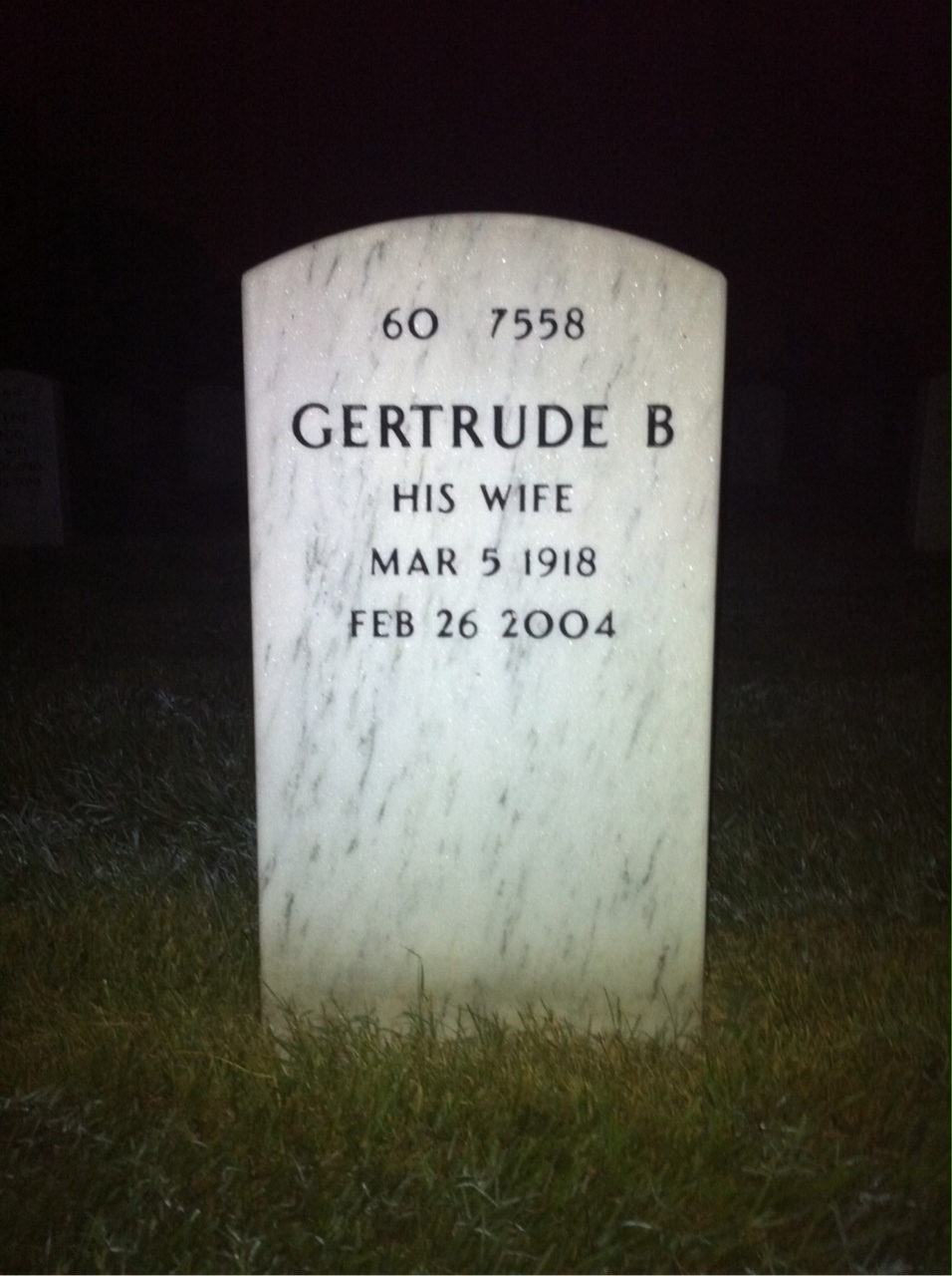 Back of headstone — John Wall