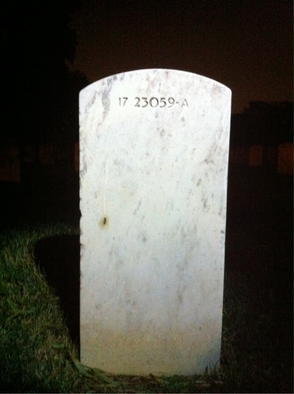 Back of headstone — Harvey Hamilton