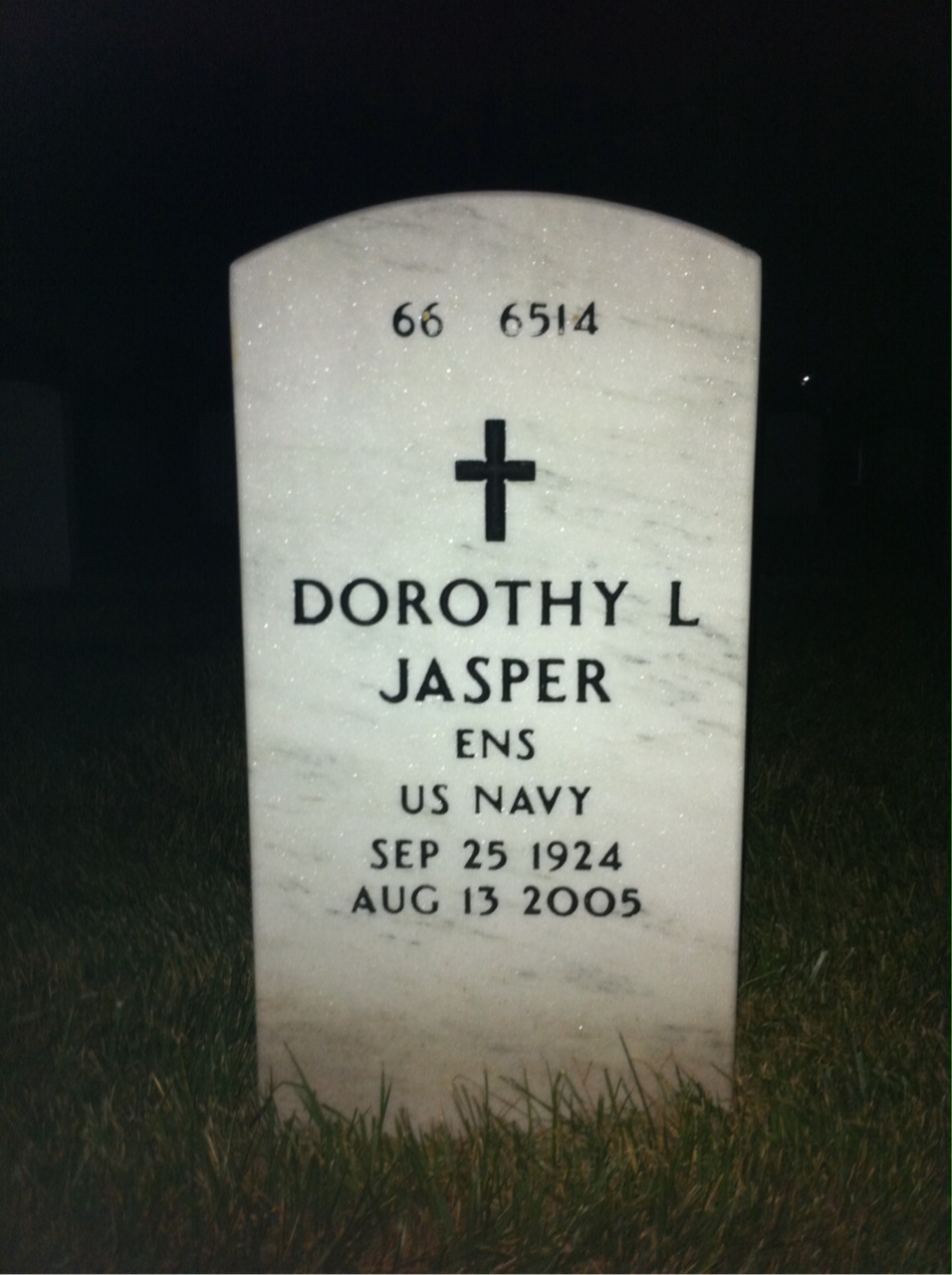 Back of headstone — Dorothy Jasper