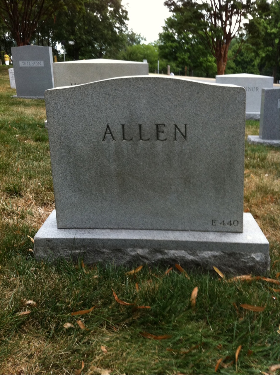 Back of headstone — Irvin Allen