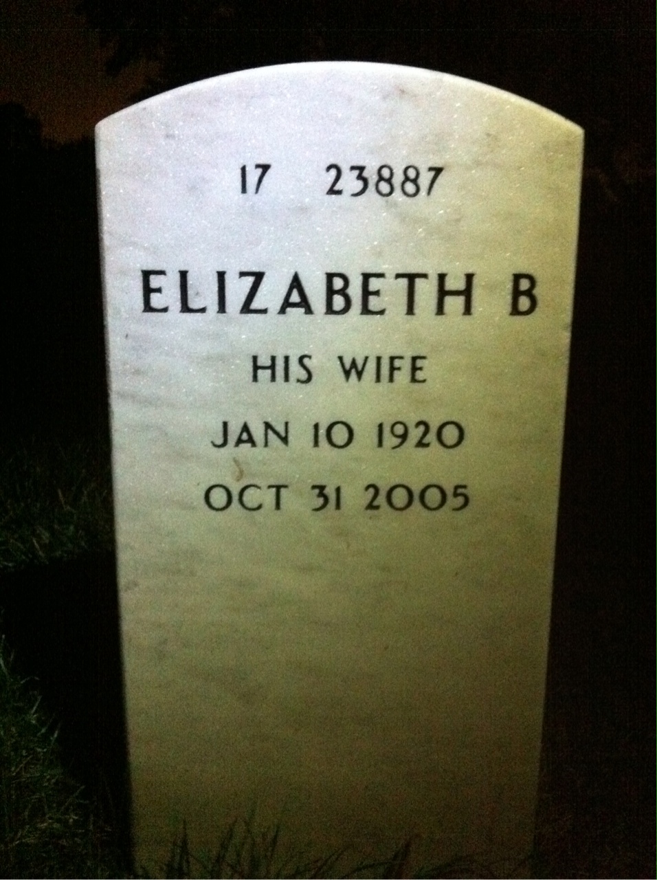 Back of headstone — Clark Tate