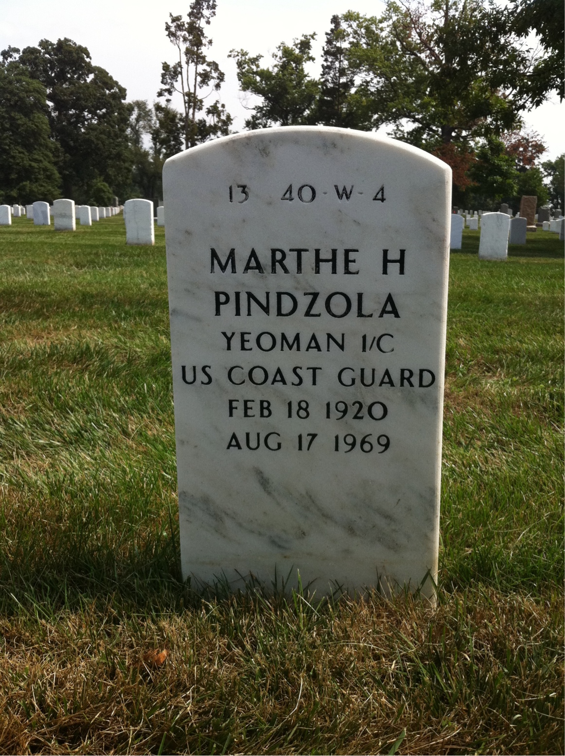 Back of headstone — Emil Pindzola