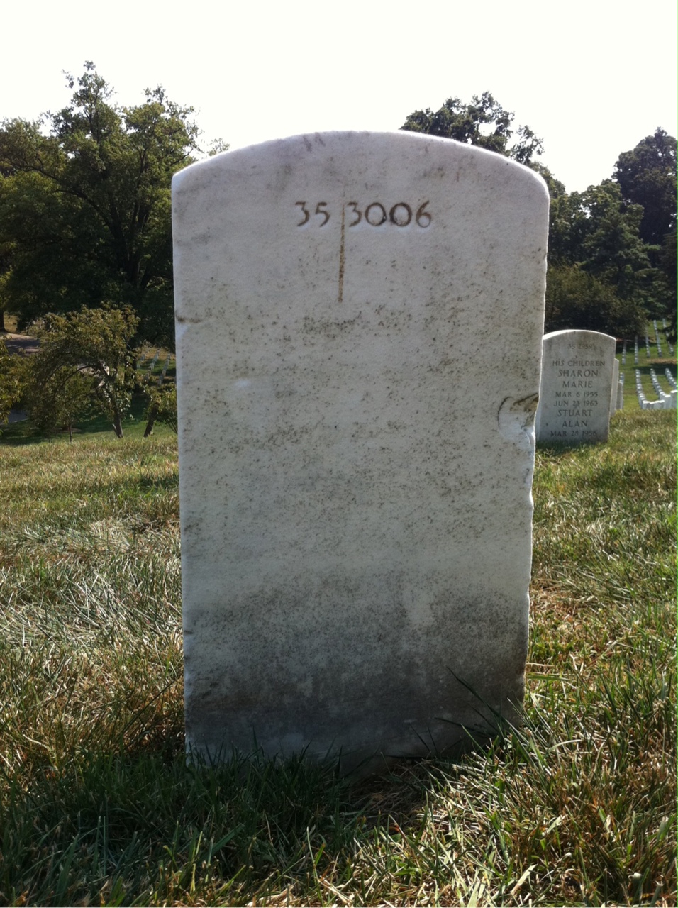 Back of headstone — Anthony Adamec