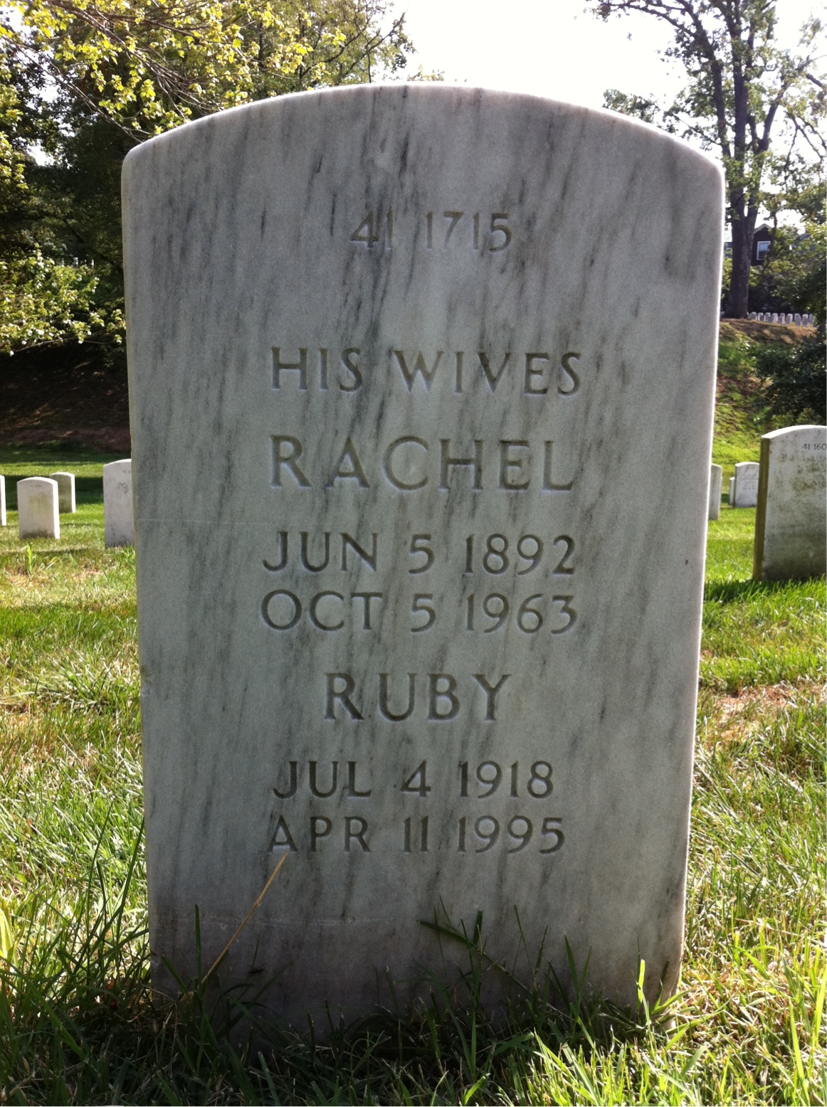 Back of headstone — William Toy