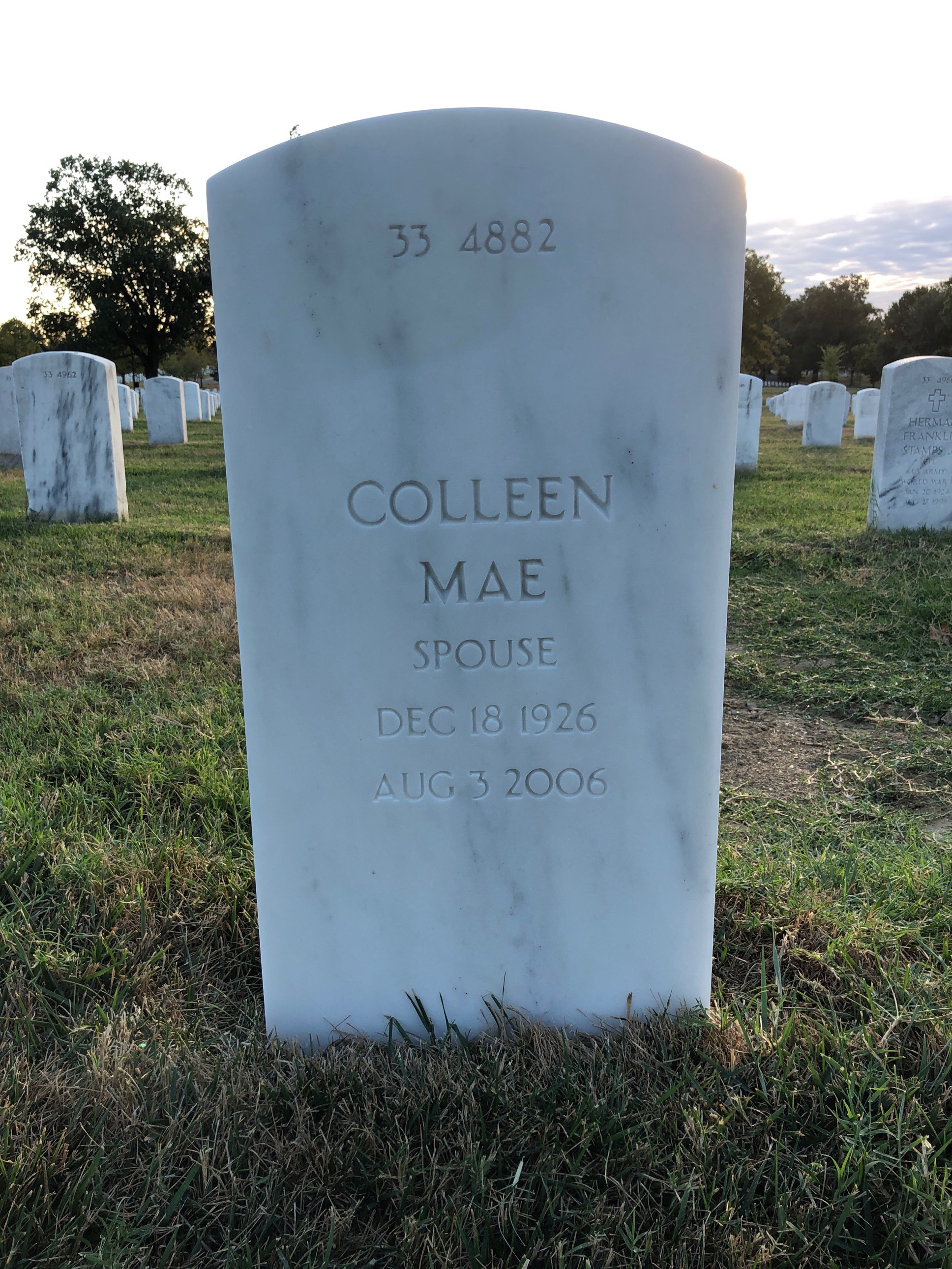Back of headstone — Jay Thomas