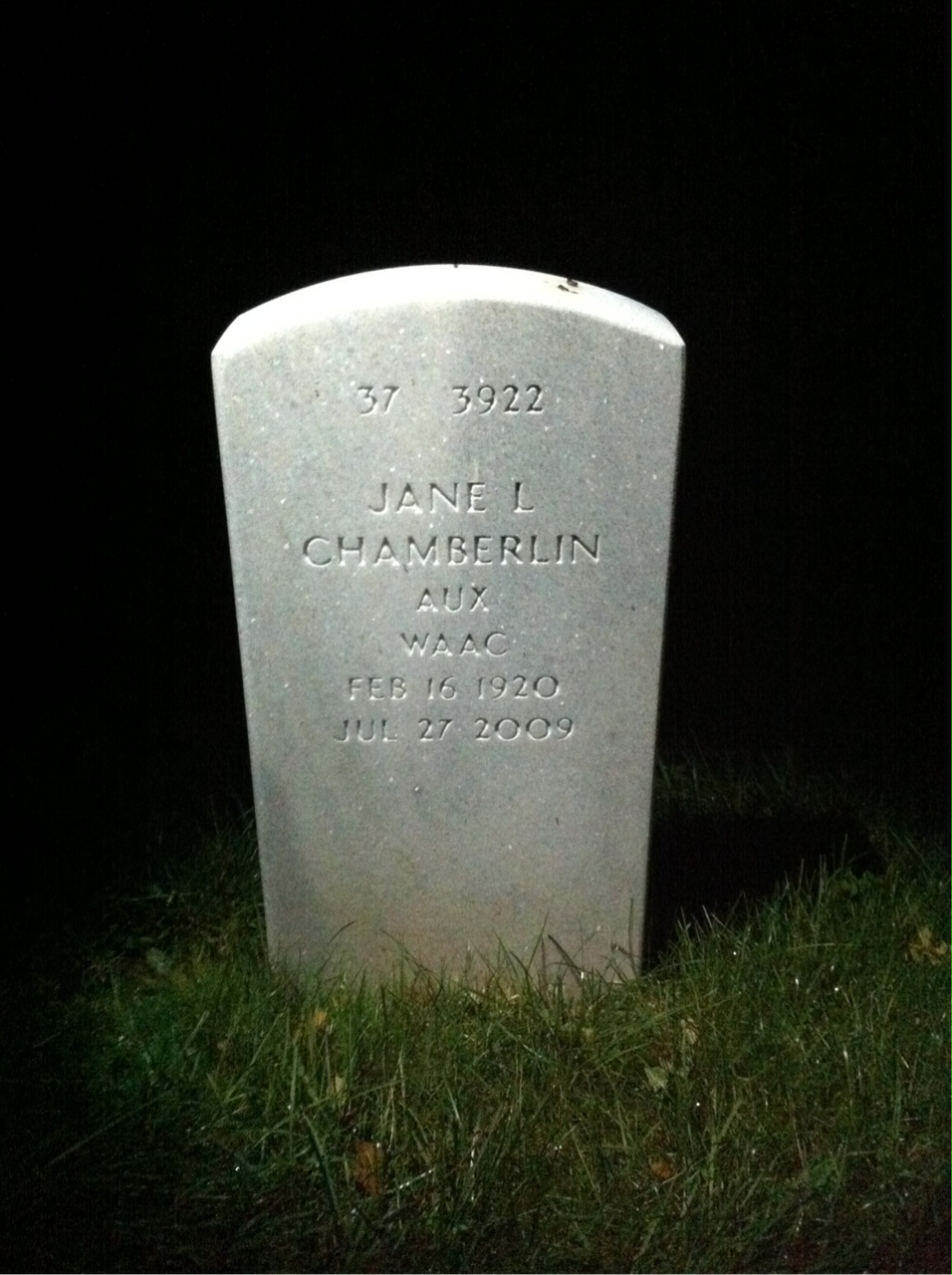 Back of headstone — George Chamberlin