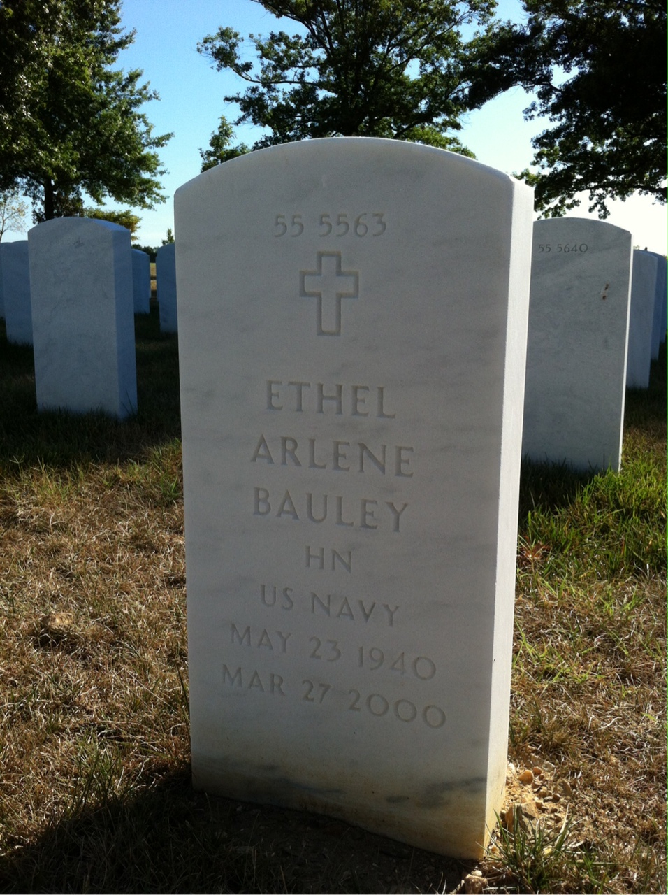 Back of headstone — Ethel Bauley