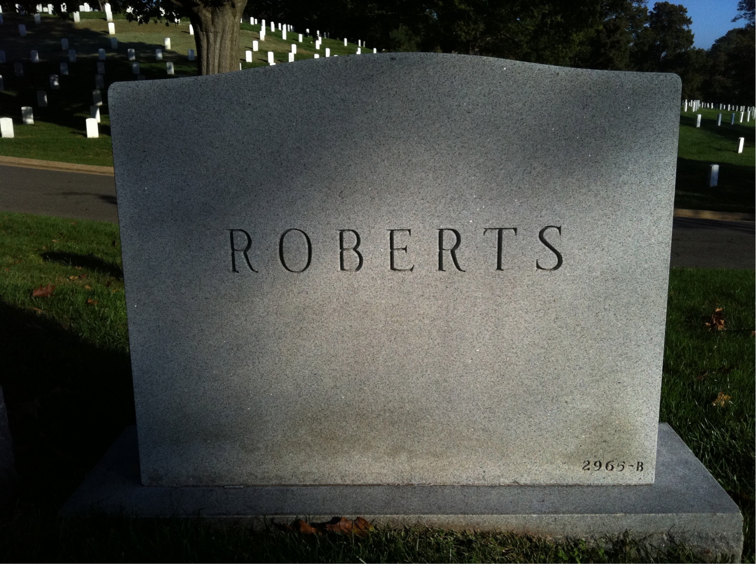 Back of headstone — William Roberts