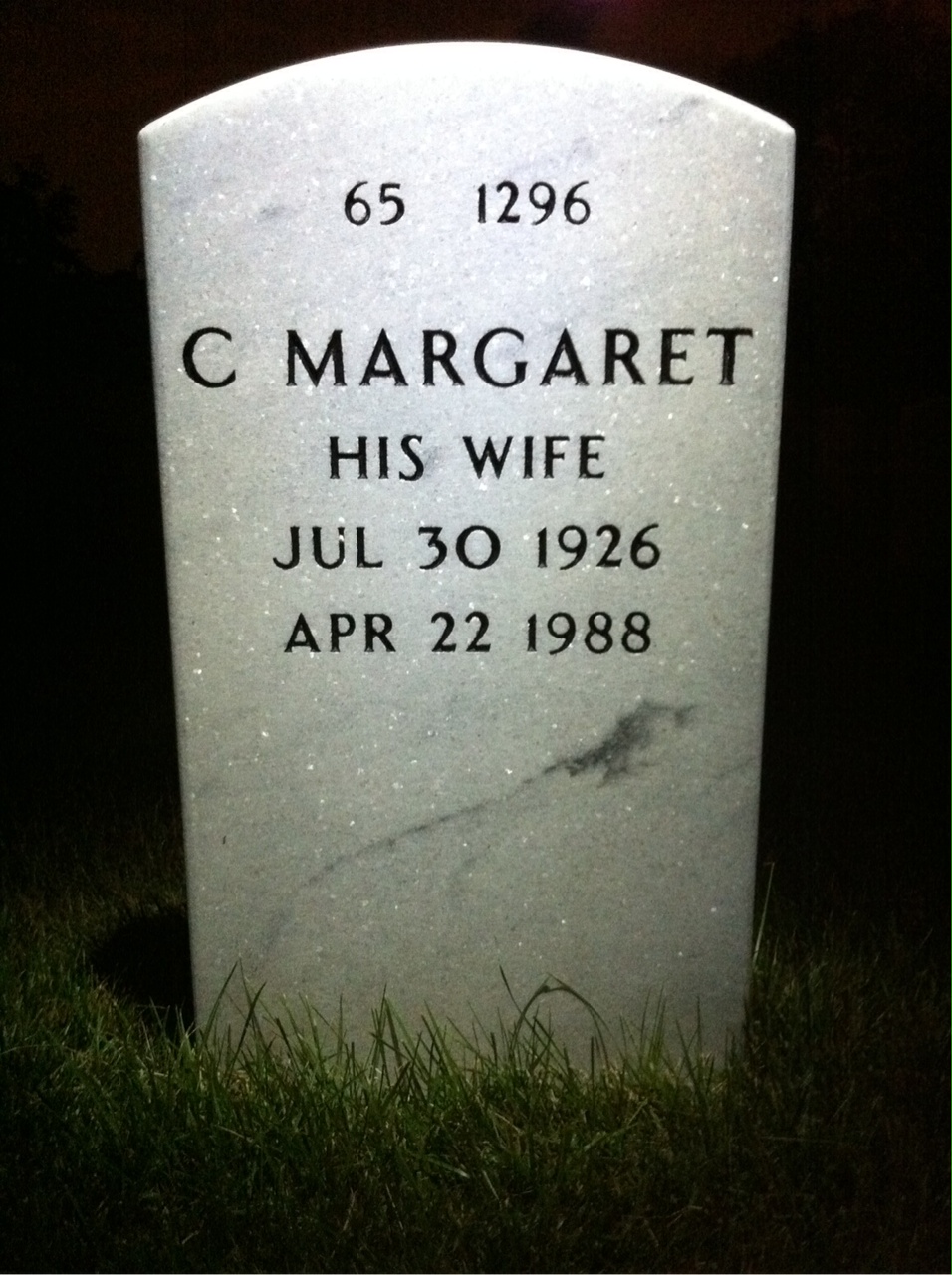 Back of headstone — William Blumling