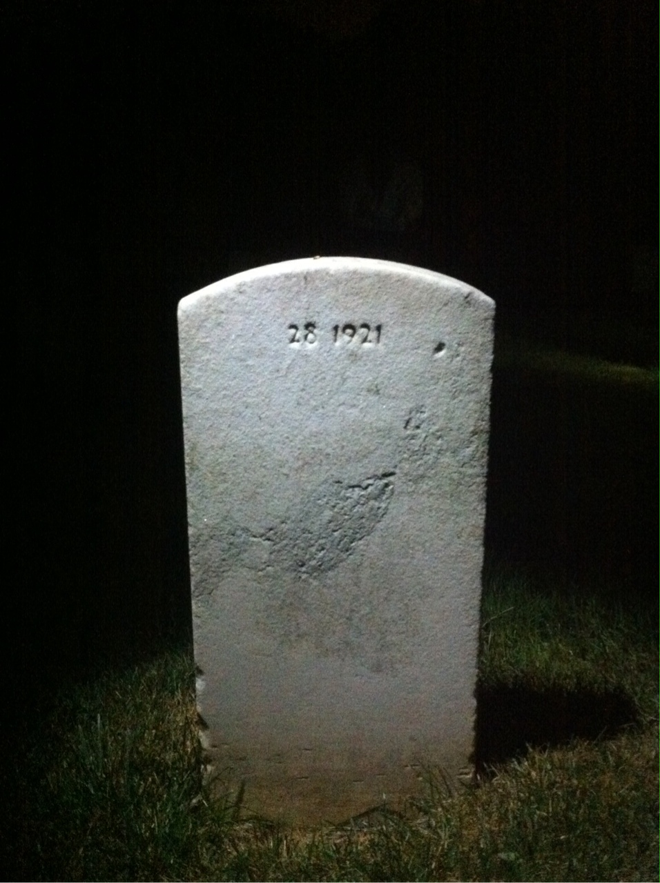 Back of headstone — John Mowery