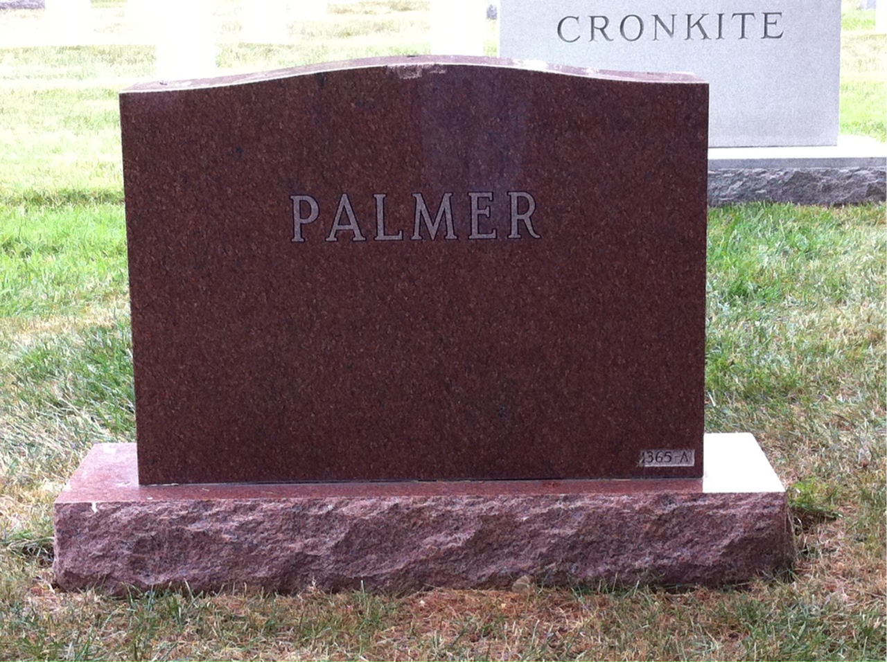 Back of headstone — Wallace Palmer