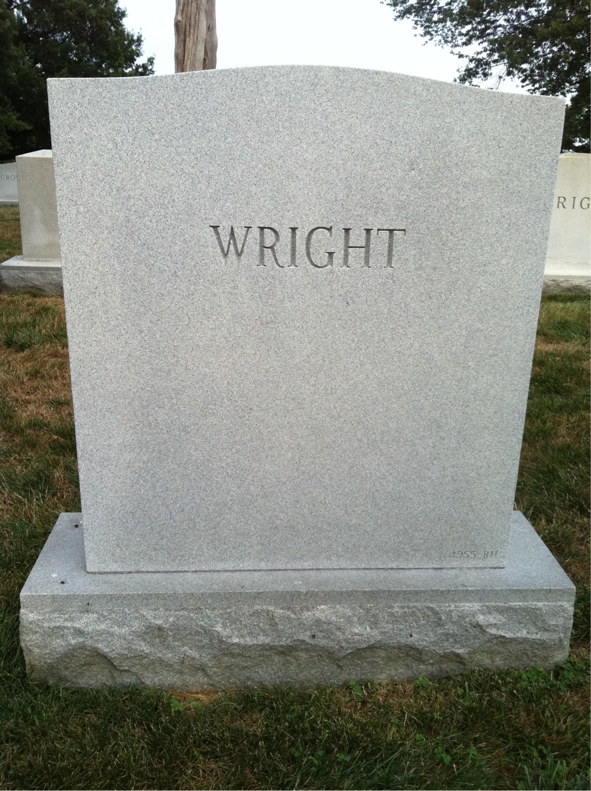 Back of headstone — Jerauld Wright