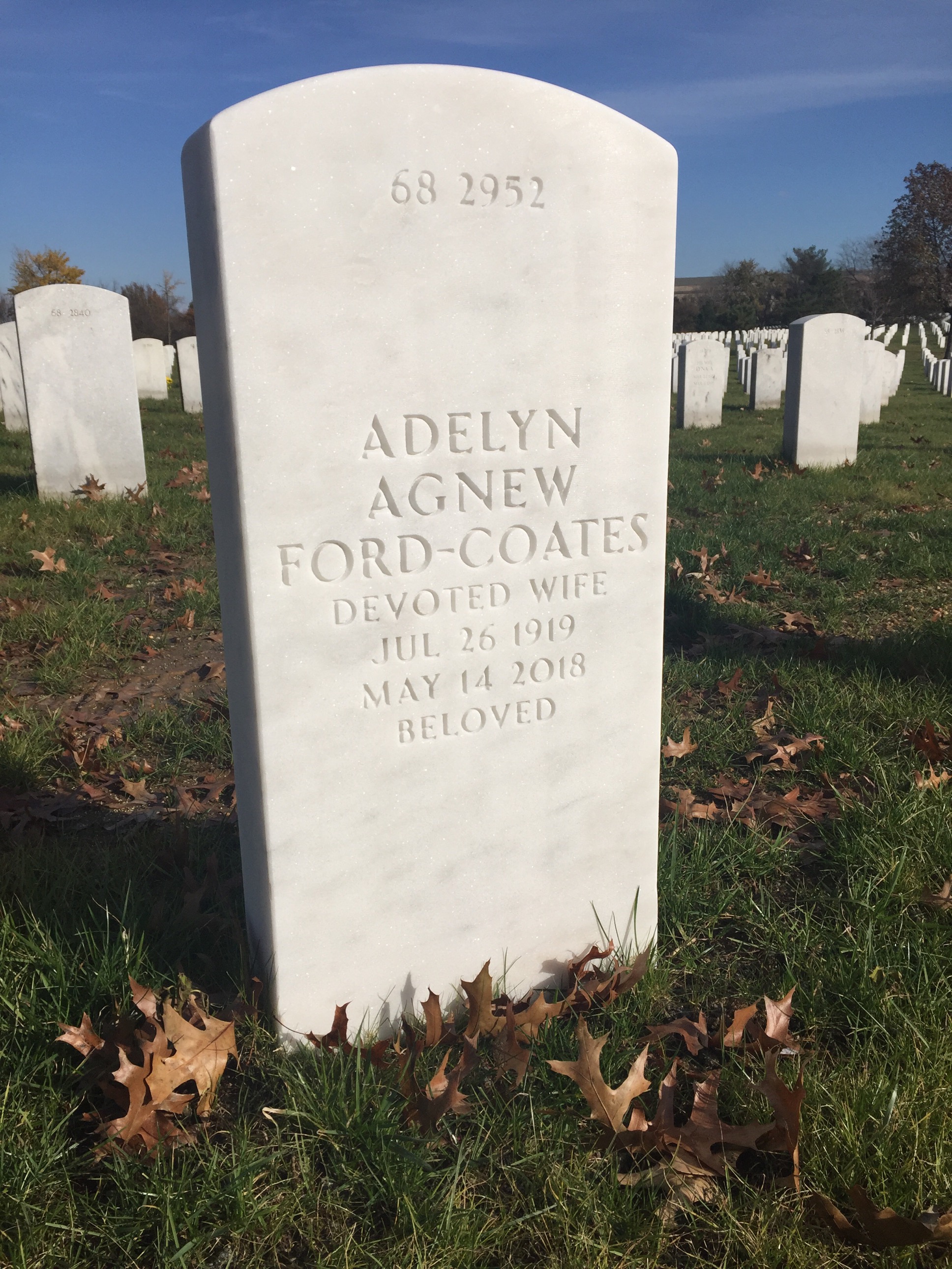 Back of headstone — Walker Agnew