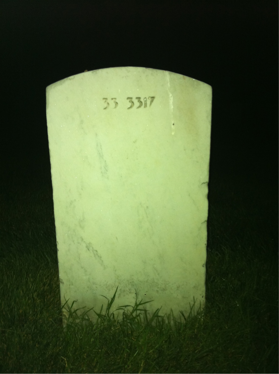 Back of headstone — William Oliver Martin