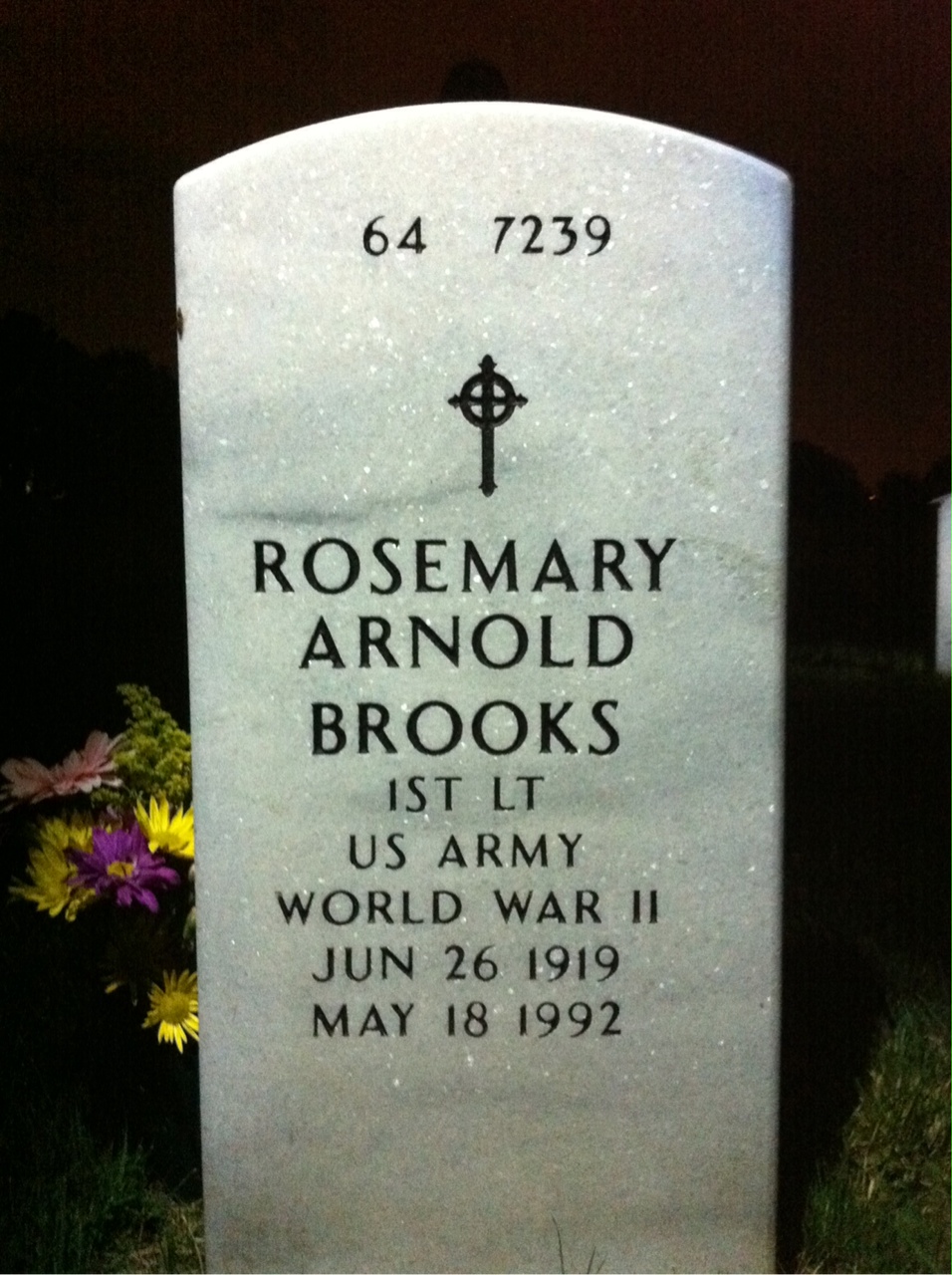Back of headstone — Robert Brooks