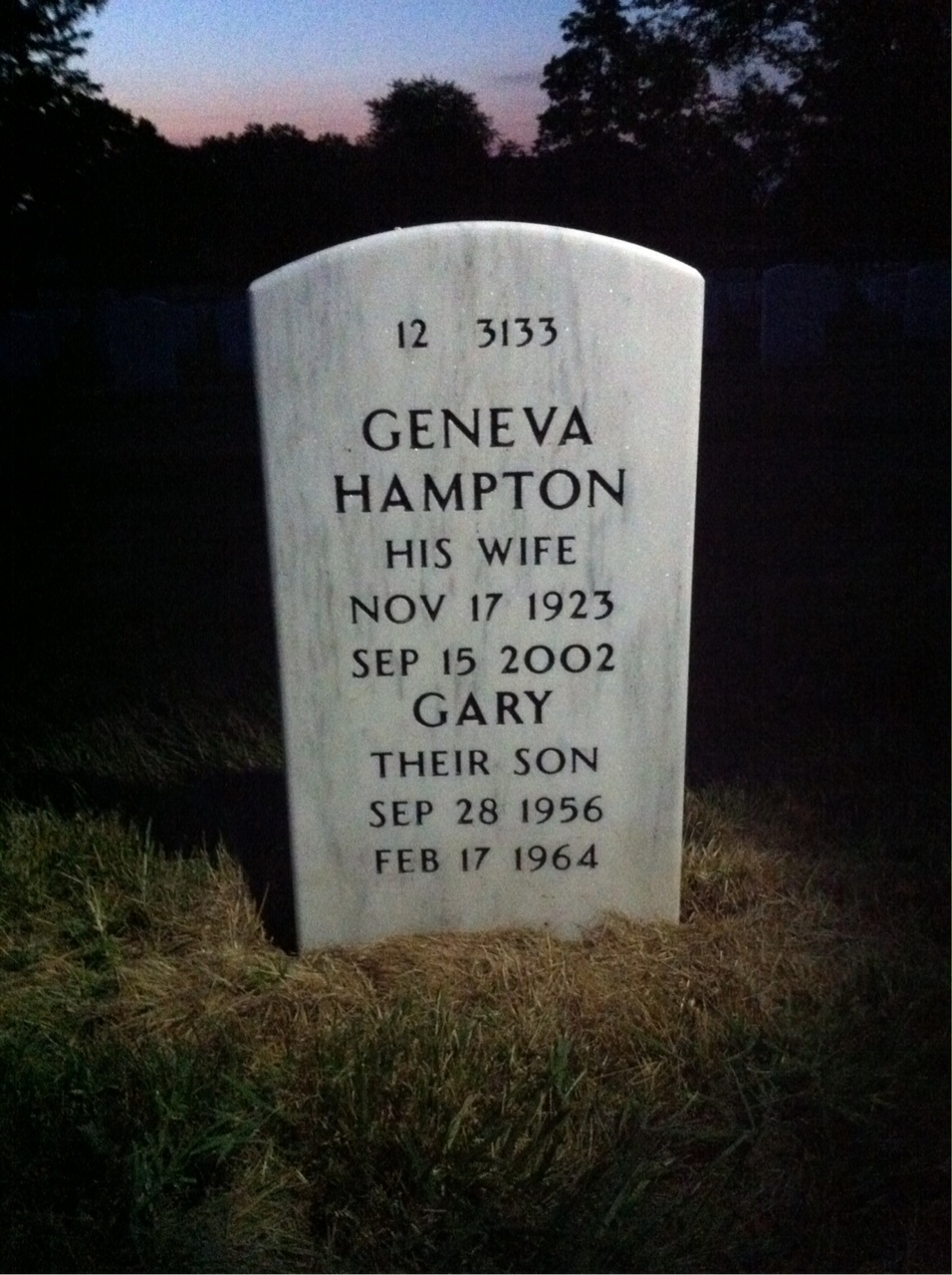 Back of headstone — Radcliffe Harewood