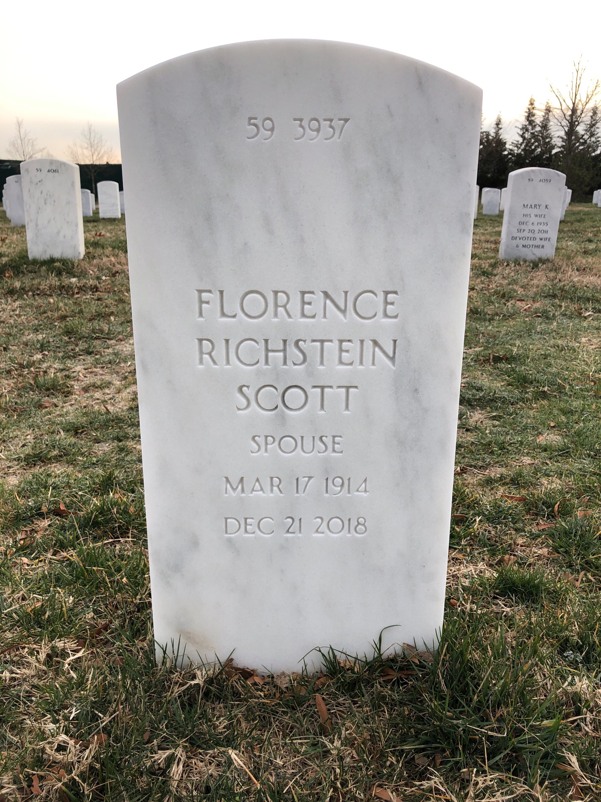 Back of headstone — Leroy Scott