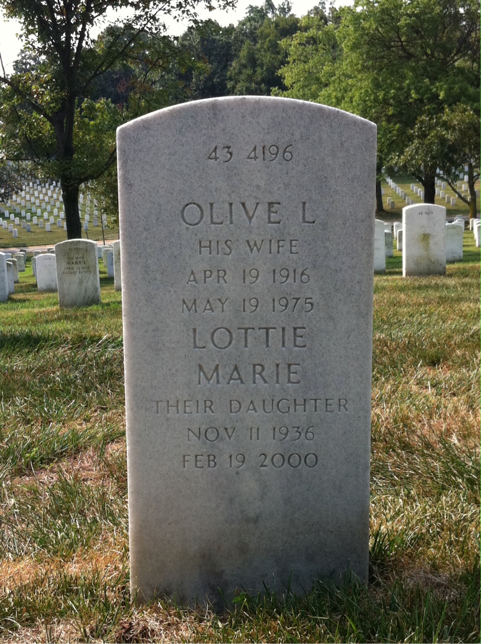 Back of headstone — John Alexander