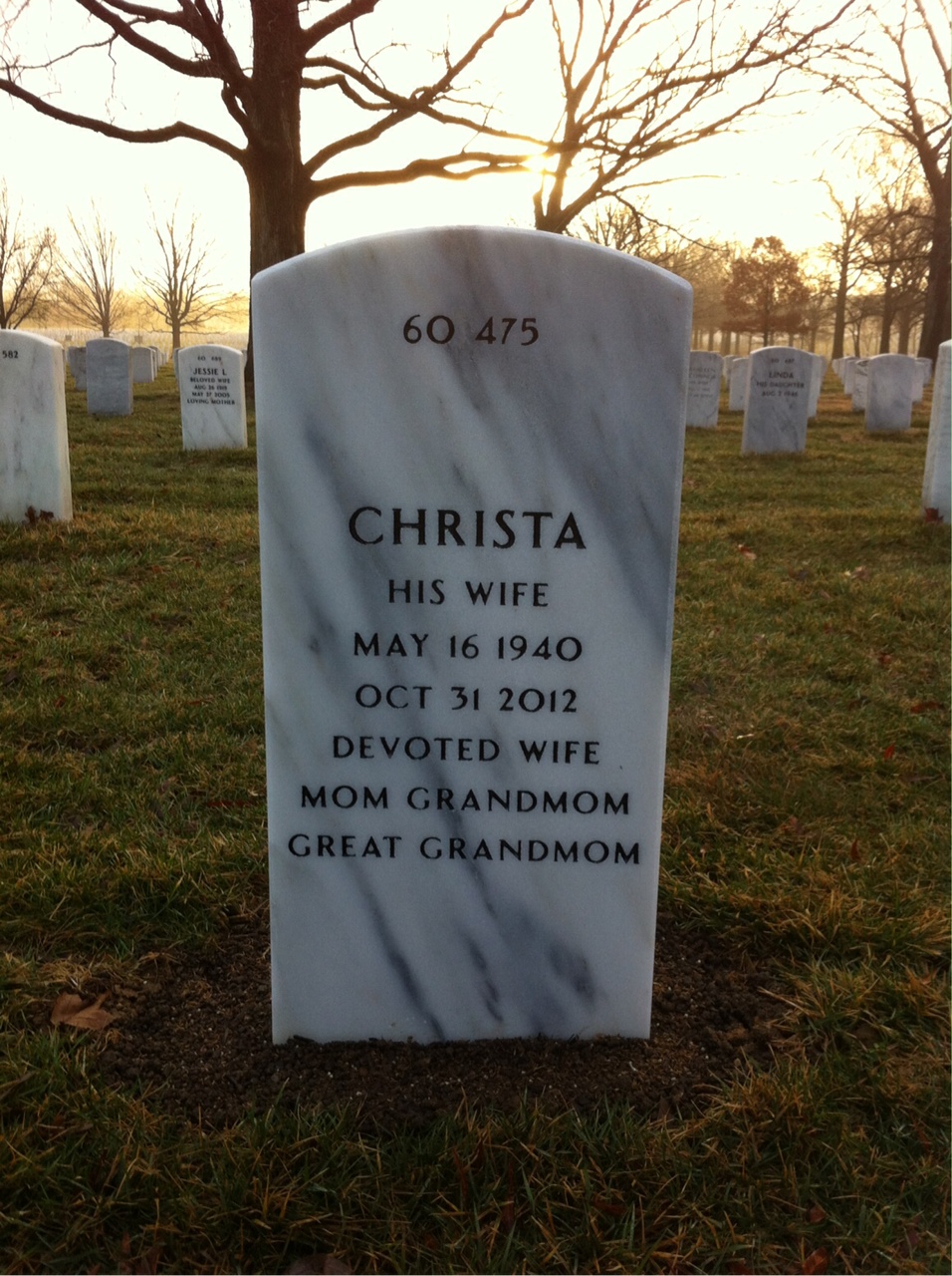 Back of headstone — Robert Miley