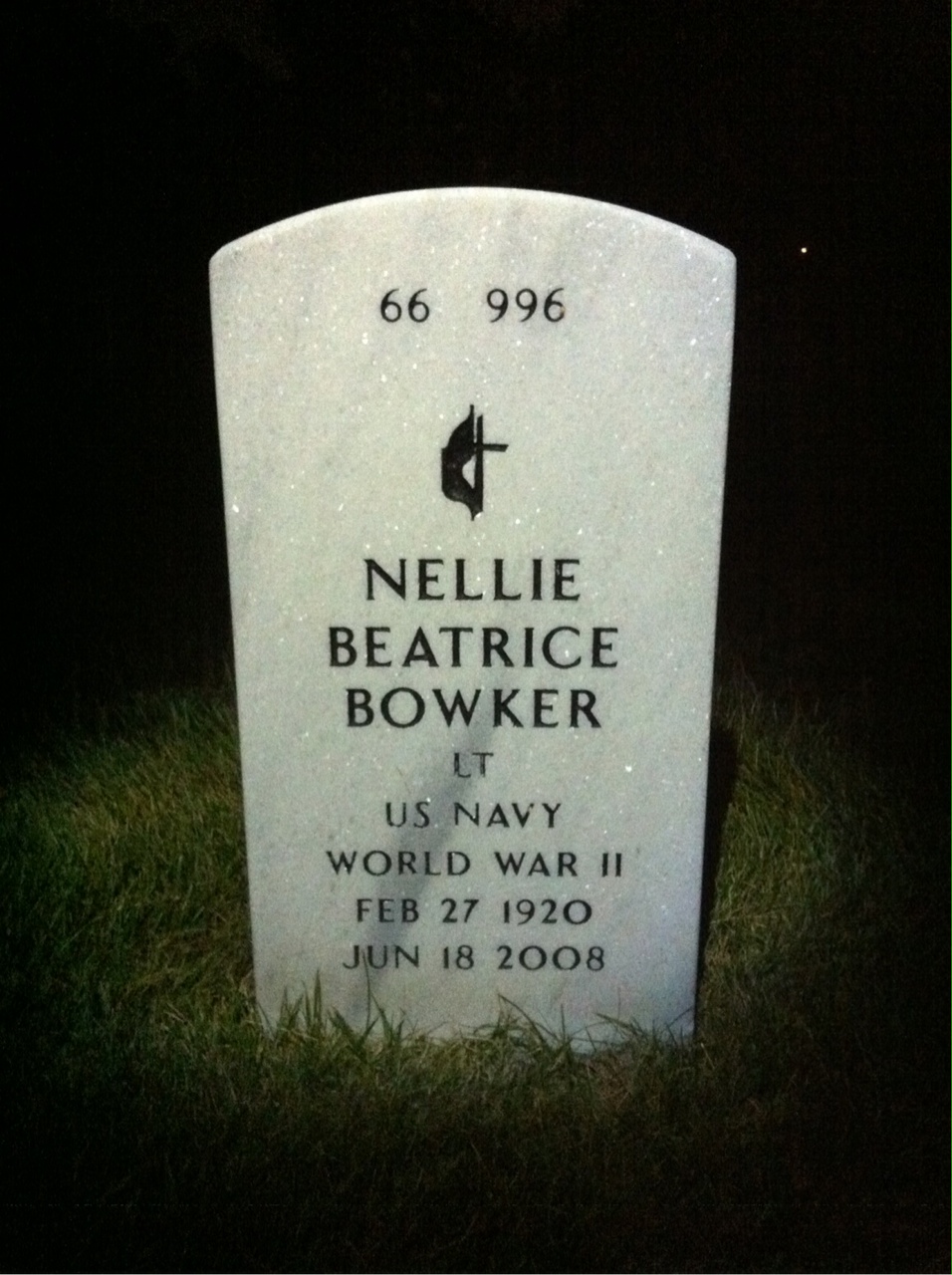 Back of headstone — Albert Bowker
