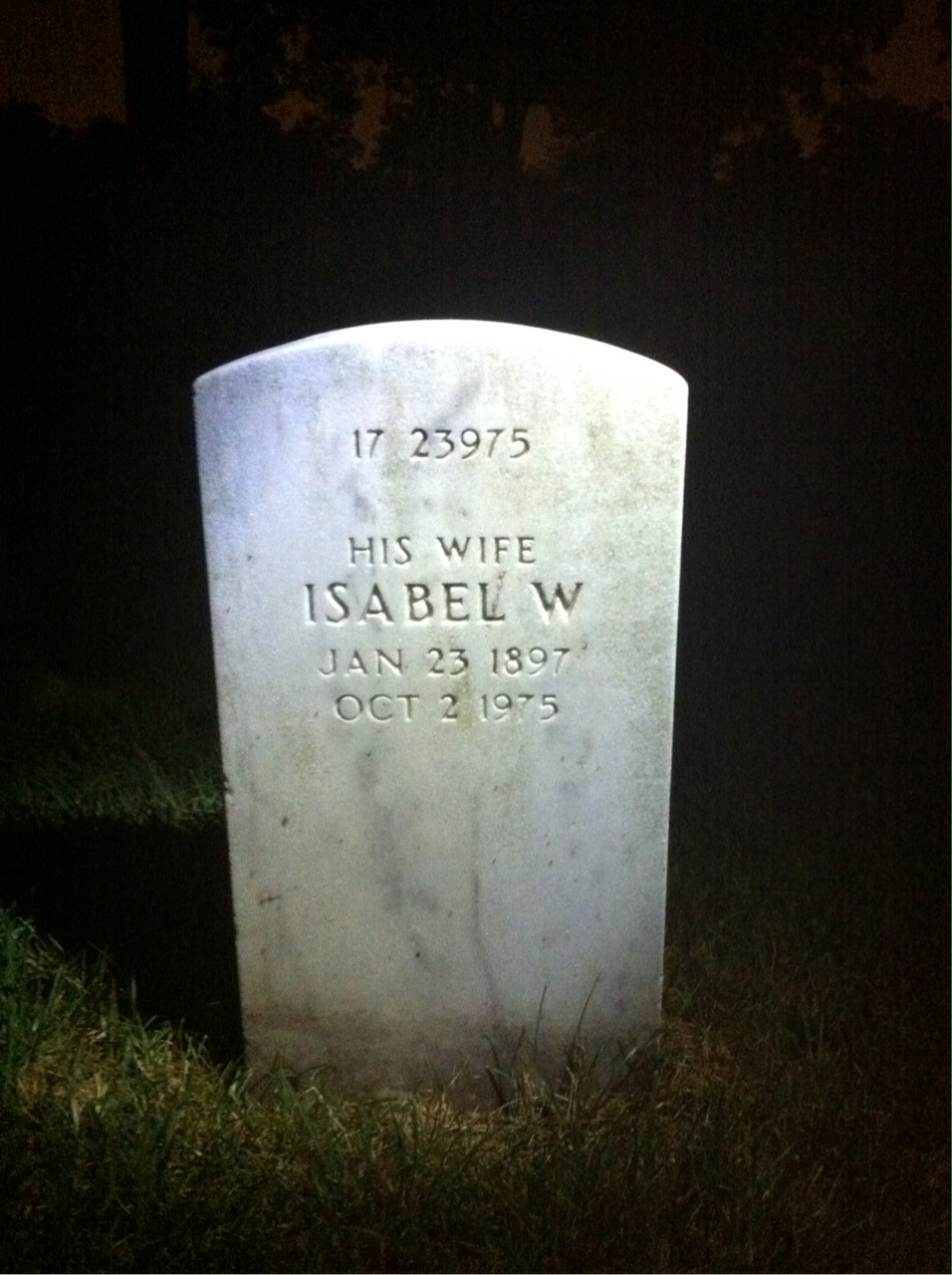 Back of headstone — Isabel Moyer