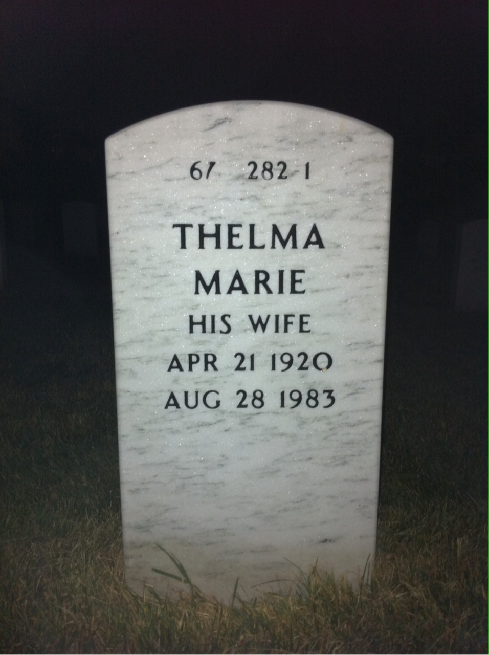 Back of headstone — Thelma Mcnamara