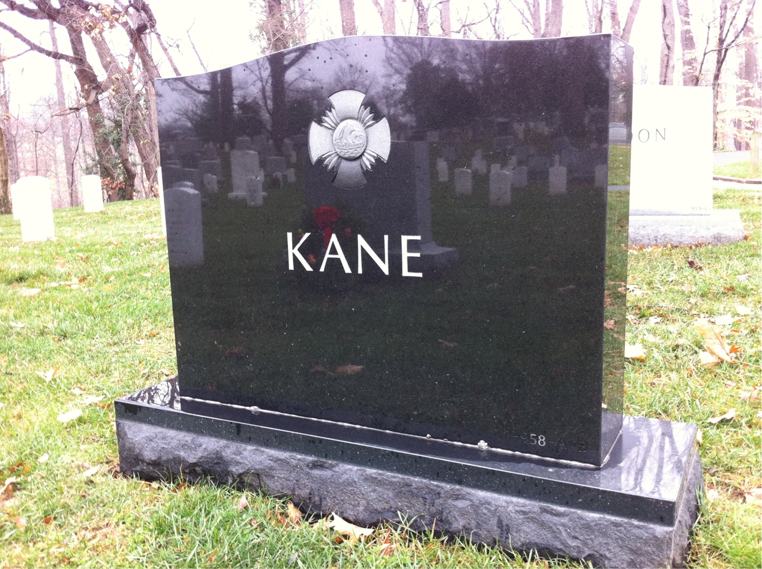 Back of headstone — William Kane