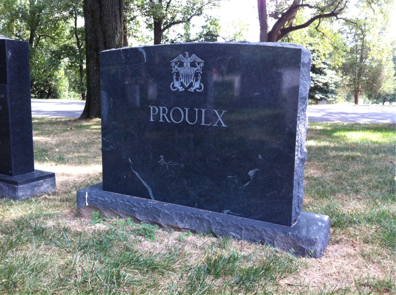 Back of headstone — Alfred Proulx