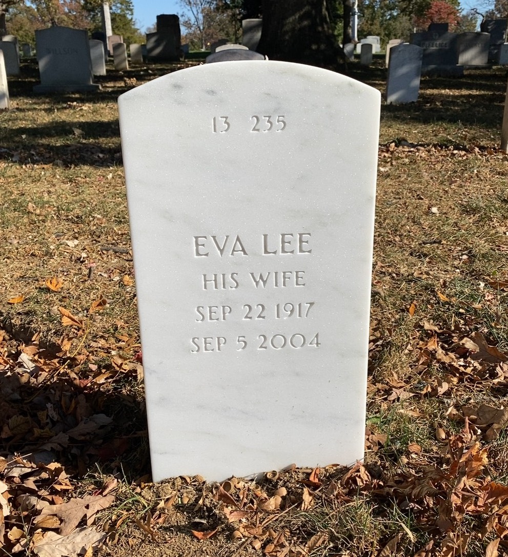 Back of headstone — Harry Woo
