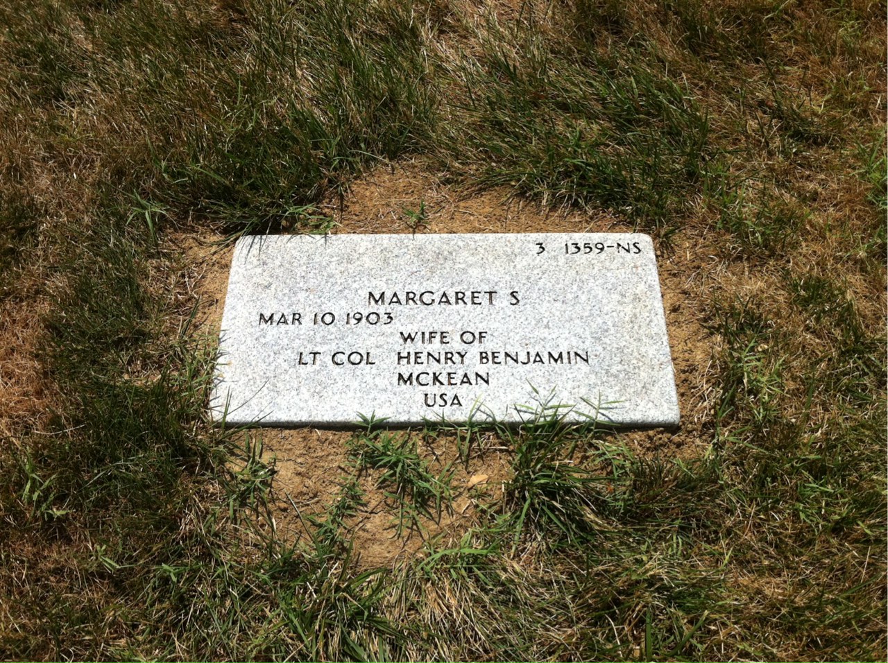 Back of headstone — Henry Mckean