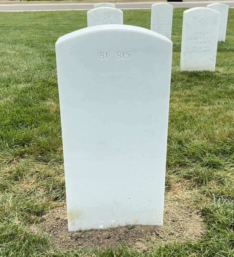 Back of headstone — William Walter Radican