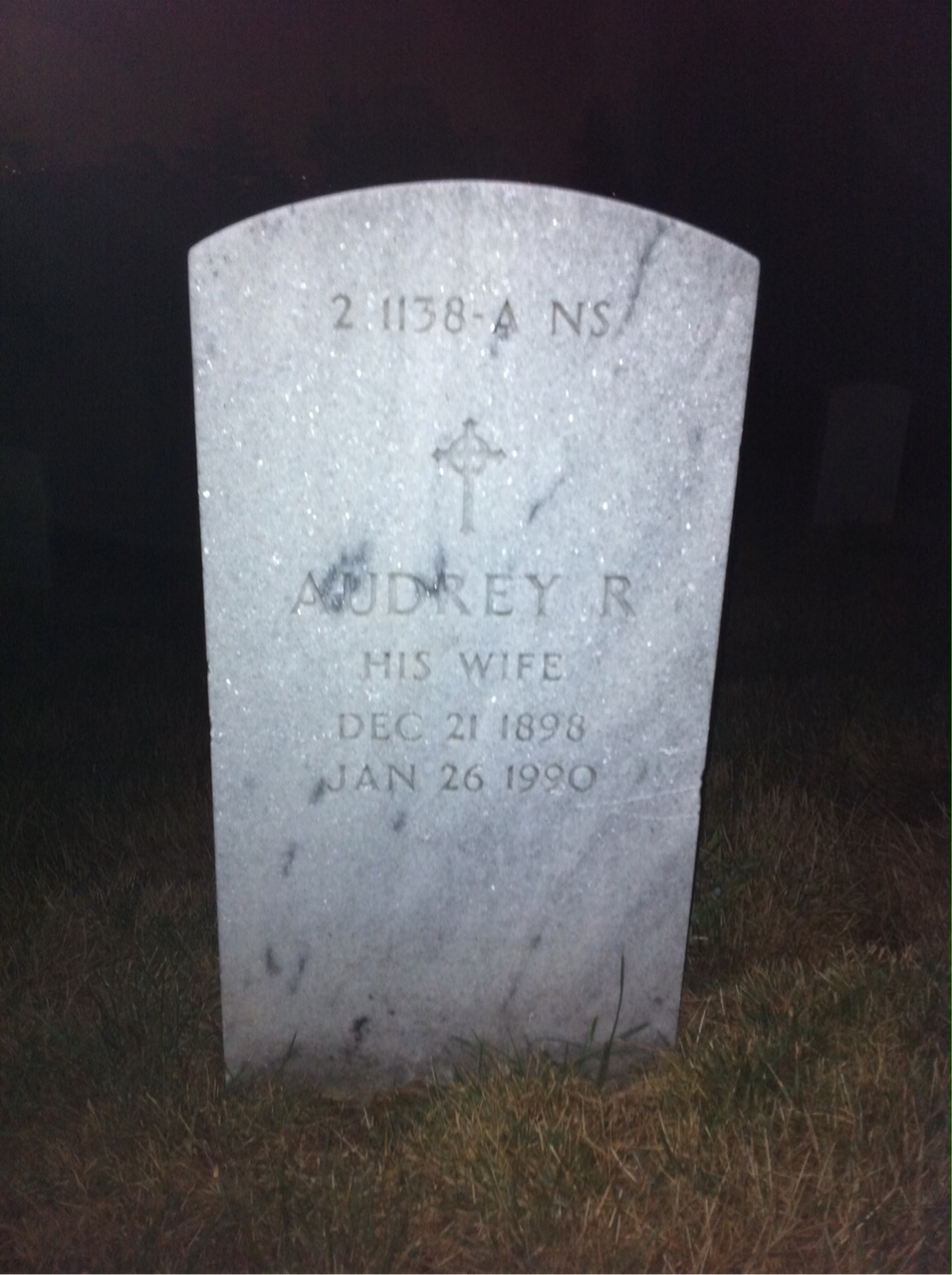 Back of headstone — Audrey Allein