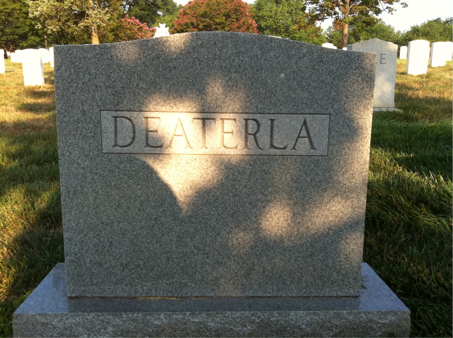 Back of headstone — Sophia E Deaterla