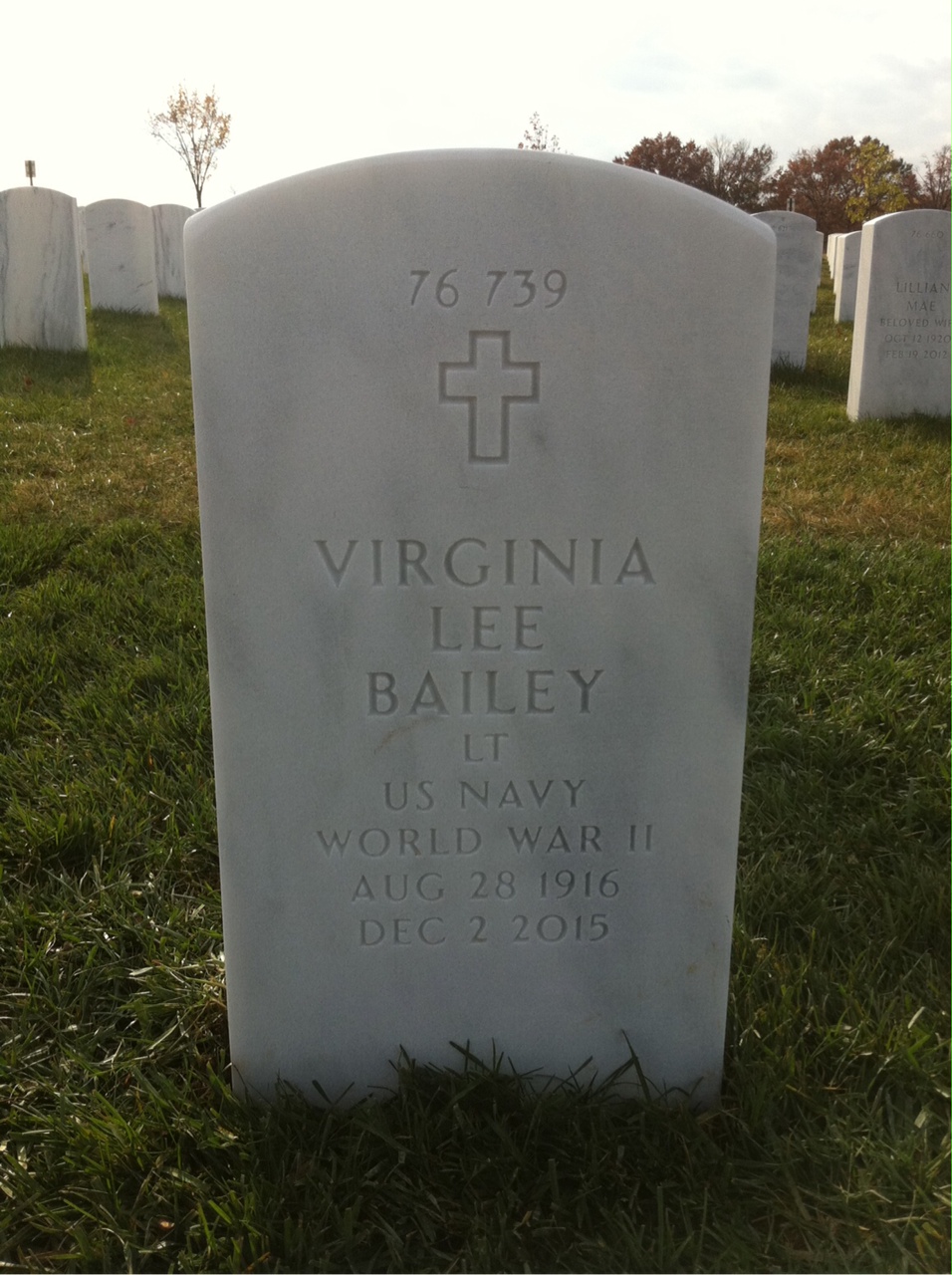 Back of headstone — Virginia Bailey