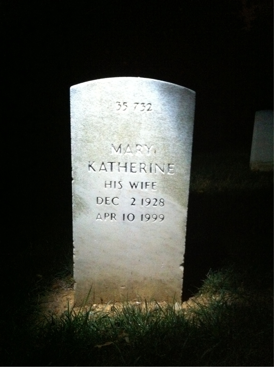 Back of headstone — Vincent John Paskus