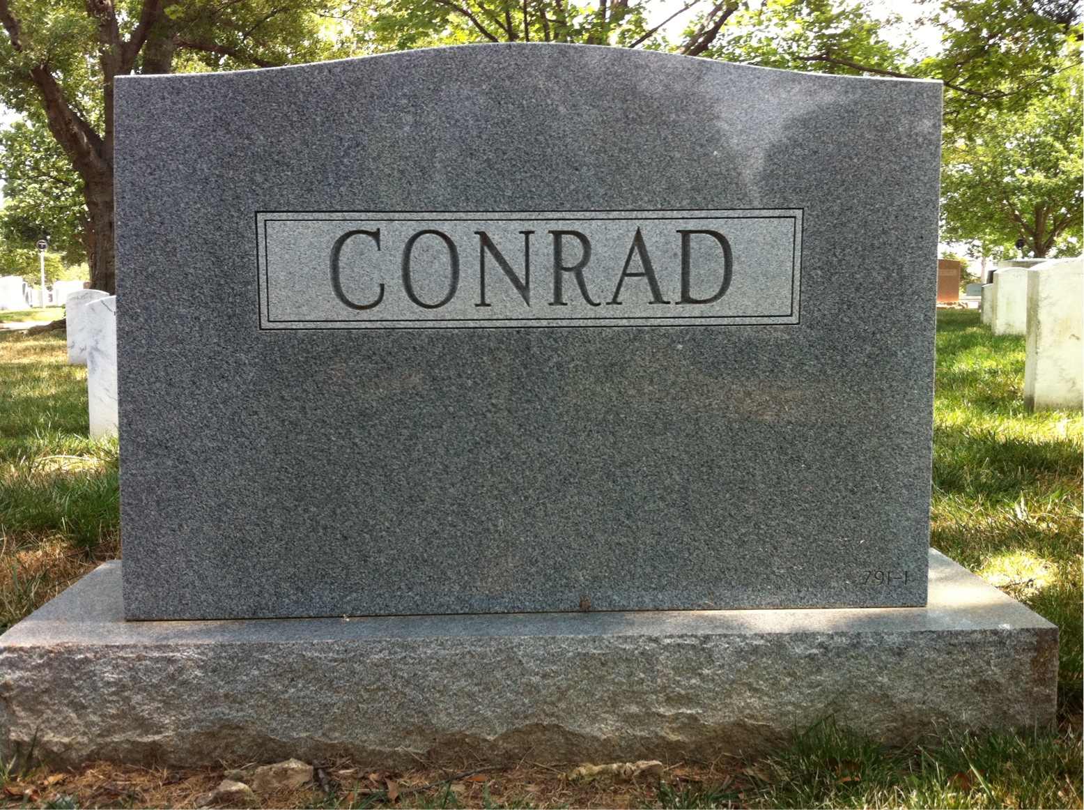 Back of headstone — Wilbur Conrad
