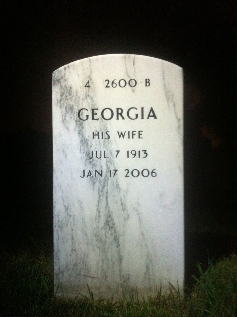 Back of headstone — Vincent Millen
