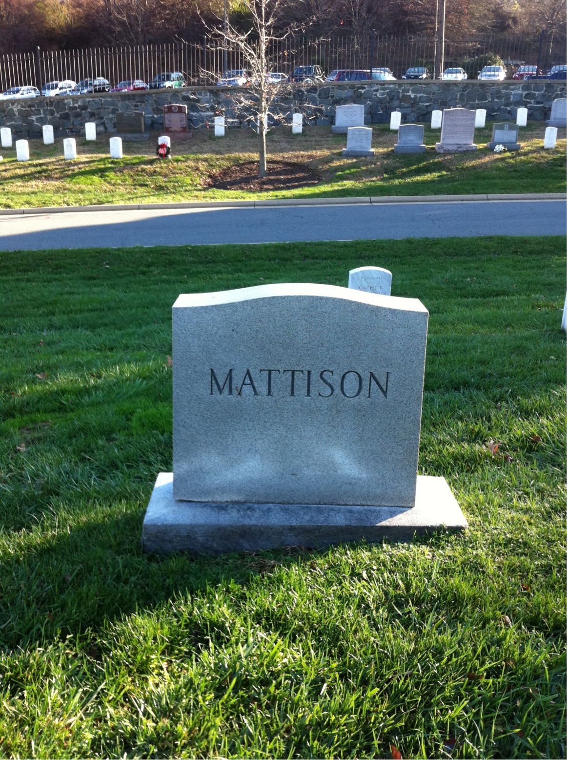 Back of headstone — William Theodious Mattison