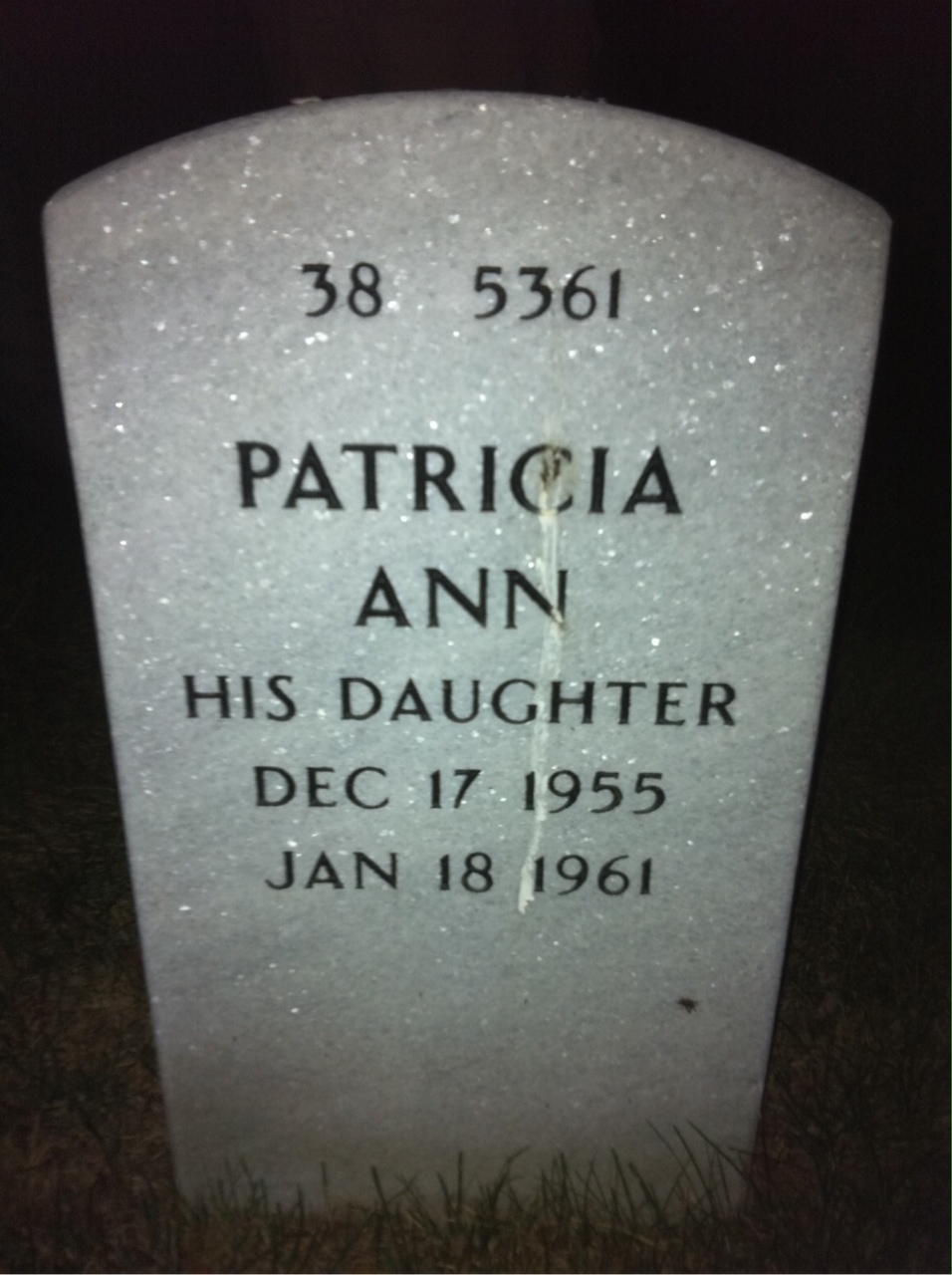 Back of headstone — Harland Morris