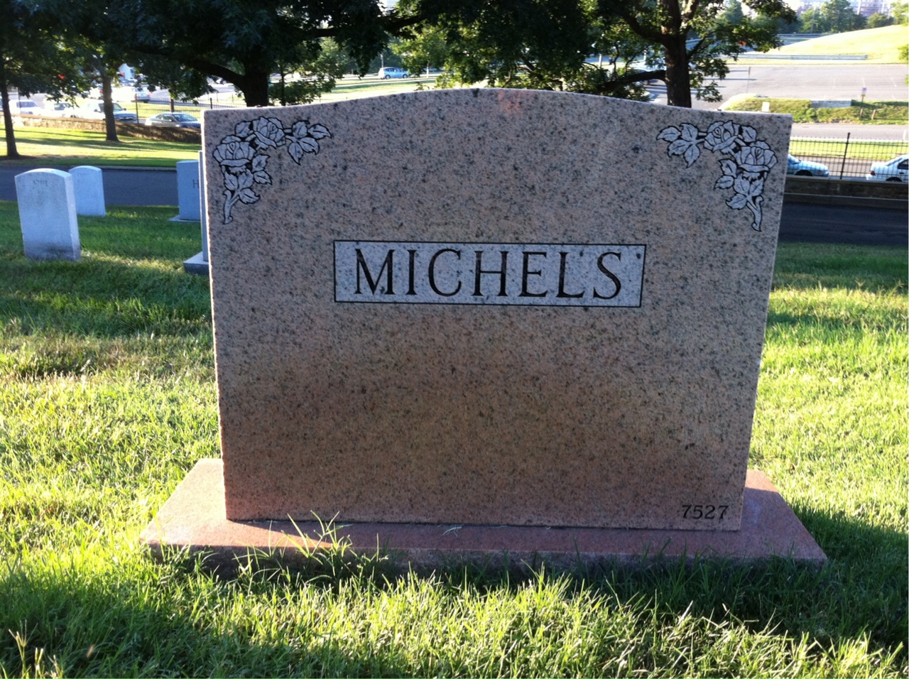 Back of headstone — Frederick Michels