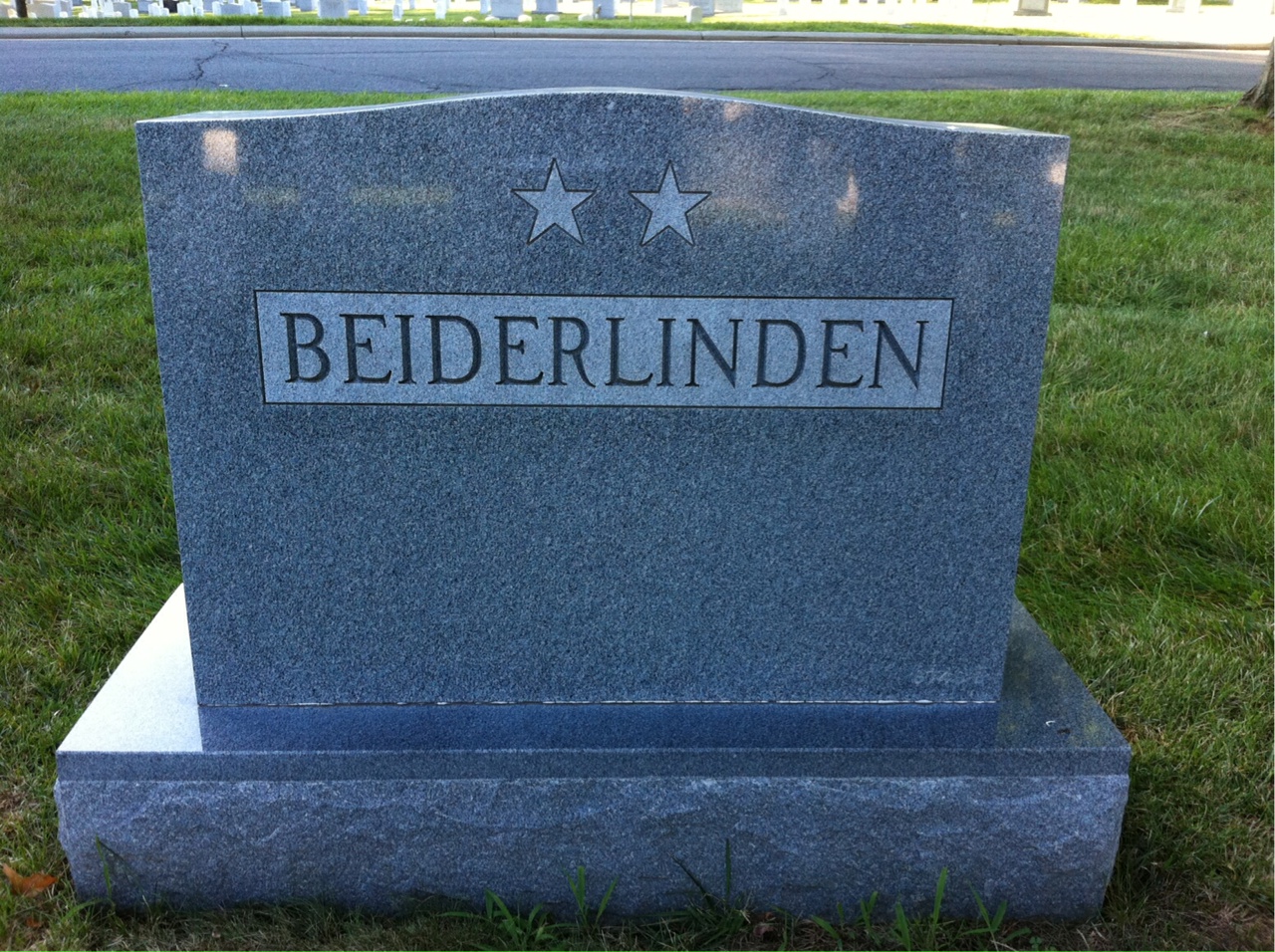 Back of headstone — William A Beiderlinden
