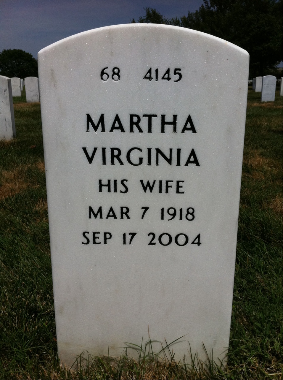 Back of headstone — Walter Pennino