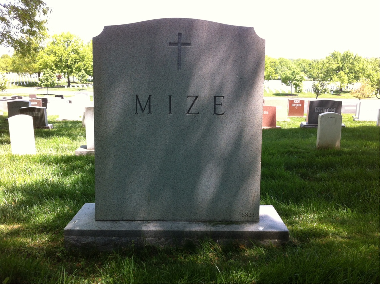 Back of headstone — Alton Mize