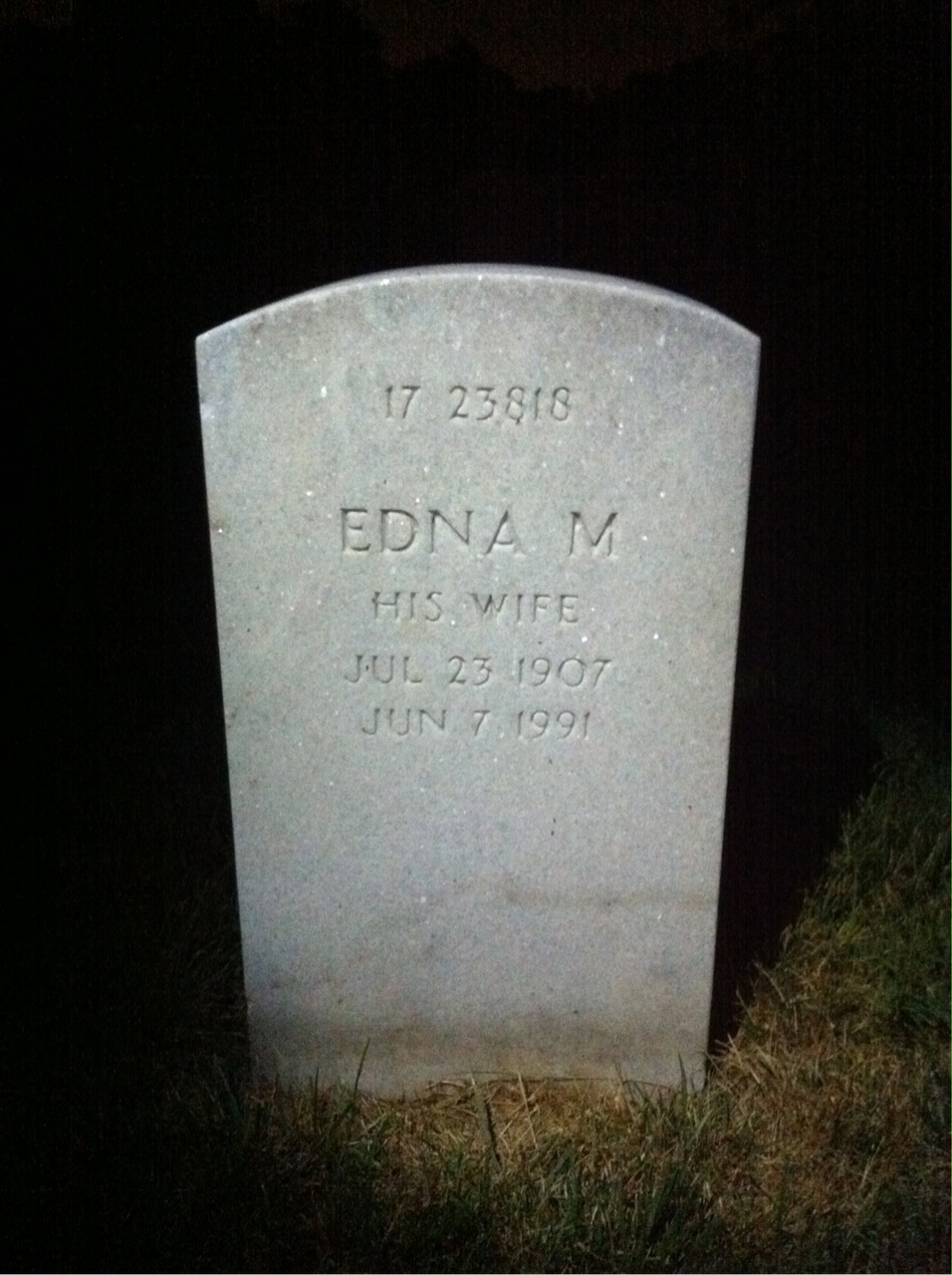 Back of headstone — Edna Moffitt