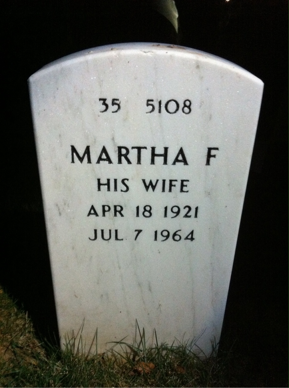 Back of headstone — Joseph Fera